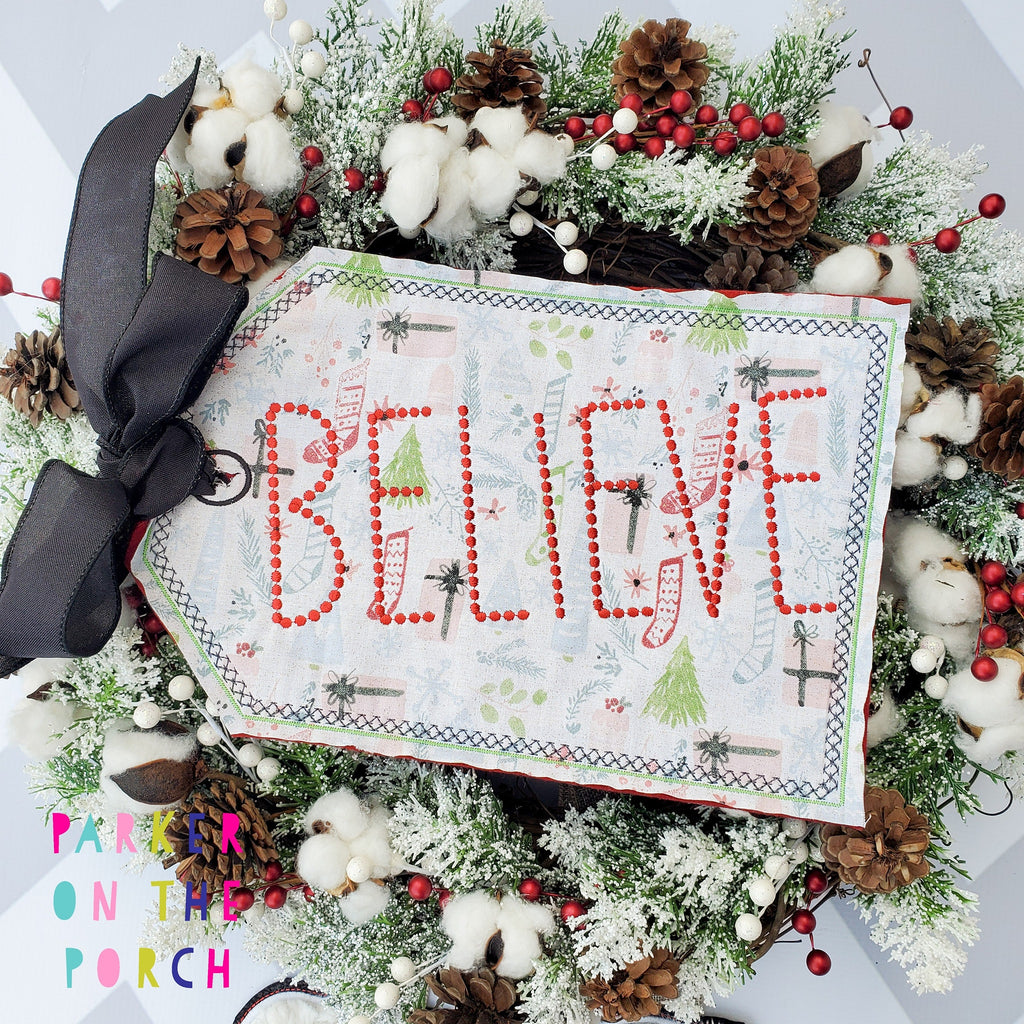 Believe Banner Set, Snowman Truck Banner Set and Ornament, Embroidery Hoop Christmas Ornament Set, and Gnome Hat Add On Pack