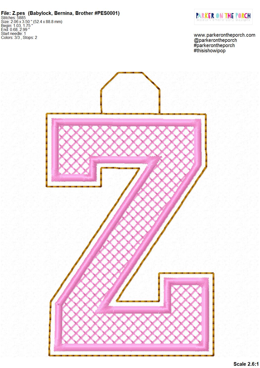 P and S 5 Two-letter Monogram Machine Embroidery Design in 5 Sizes for 4 X  4 and 5 X 7 Hoops 